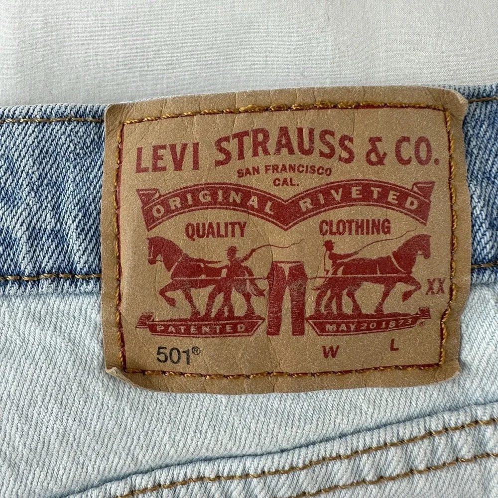 Levi's Women's 501 High Rise Two Tone Denim Jean Shorts Size 30 Button Fly Blue - Picture 4 of 12